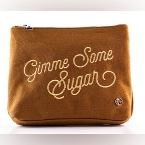 Spartina Brown Linen Makeup Toiletries Travel Pouch New